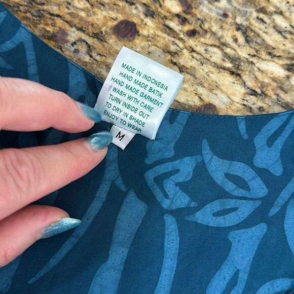 Senada Blue Sleeveless Two Tiered Bamboo Print Midi Dress Size M - Picture 5 of 7